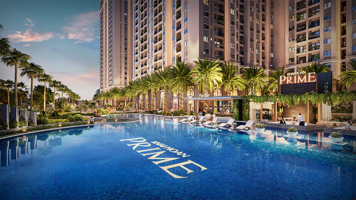 Tiện ích hồ bơi muối khoáng tại dự án căn hộ chung cư Khải Hoàn Prime Nhà Bè